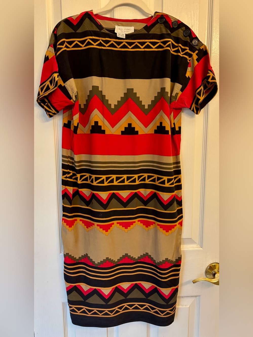 Southwestern or Western Silk Dress ~ Women’s 6 Petite ~ 1990’s Vintage ~ Lovely